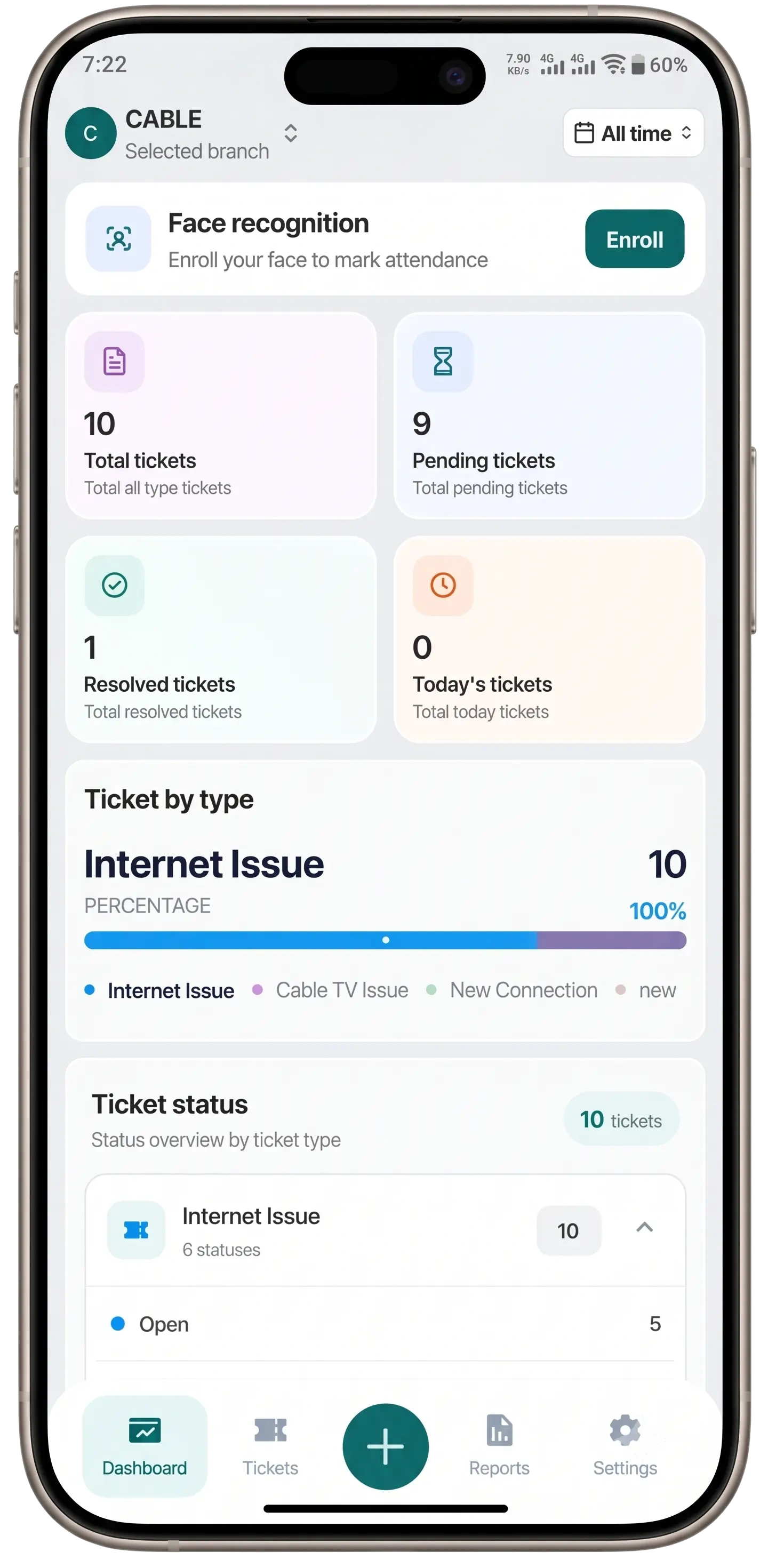 Neyodesk mobile dashboard face recognition enrollment banner